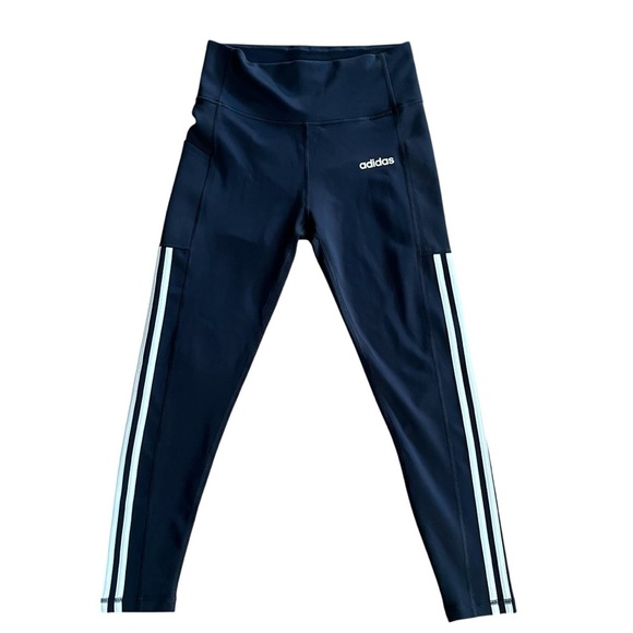 NWT adidas workout Athleisure leggings side stripes women size medium high rise - Picture 1 of 12